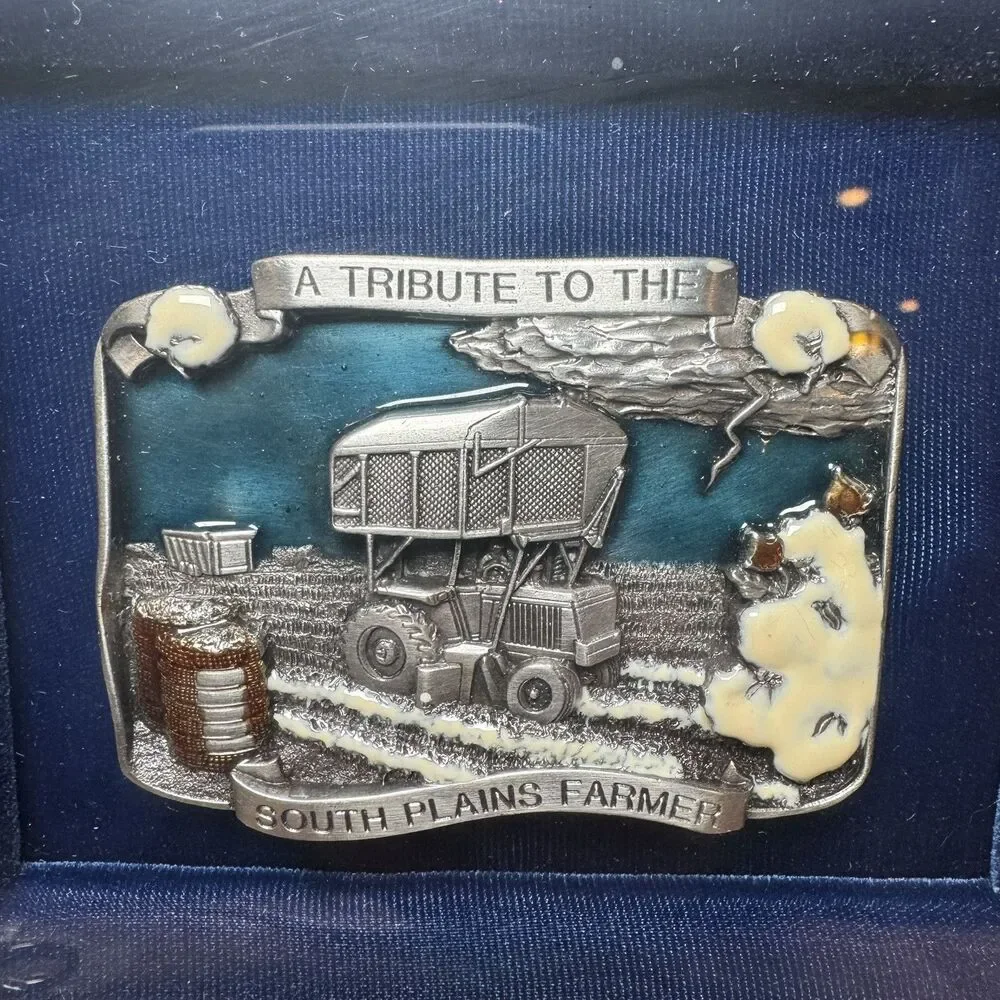 Siskiyou Pewter Belt Buckle Tribute South Plains Farmer Framed Shadow Box 1984
